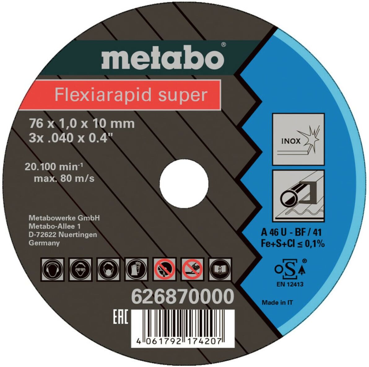 Metabo 5 Flexiarapid Super 76x1,0x10,0 mm Inox, TF 41 (626870000)