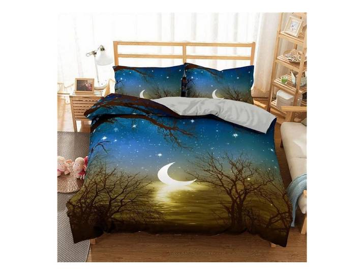 LuxusKollektion Kinderbettwäsche Bettwäsche-Set Karikatur Mond & Stern 135x200cm