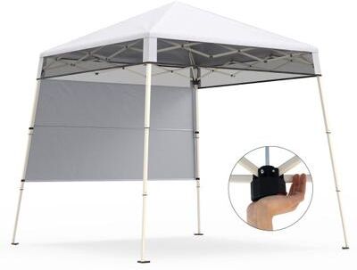 Costway 7 x 7 FT Pop-Up Canopy Tent with 1 Push Center Lock for Sports Picnic Camping-White
