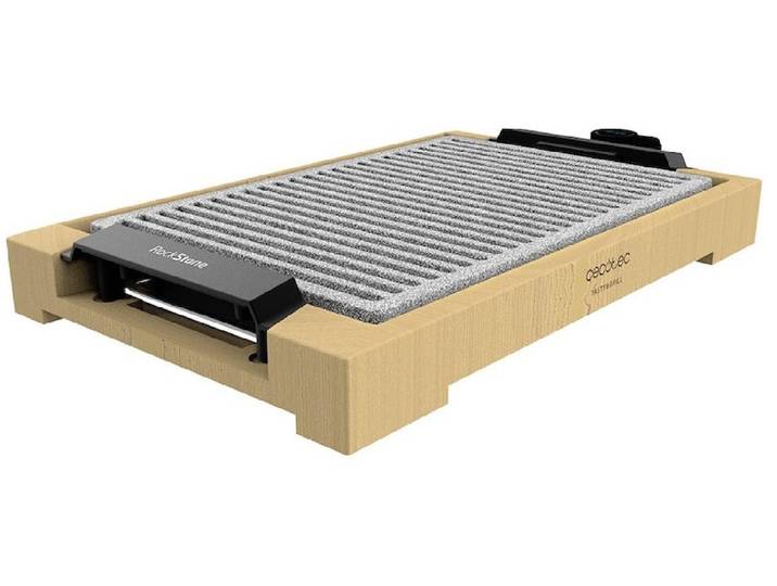 Cecotec Plancha électrique Tasty&Grill 2000 Bamboo LineStone. Puissance : 2000 W\, Structure en bambou\, Thermostat réglable
