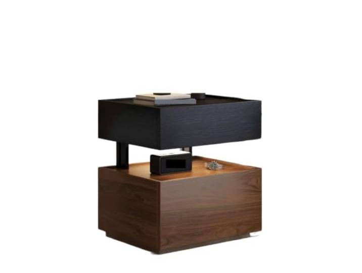 Massivholz-Nachttisch, Aufbewahrung, Schwarze Eiche, Schlafzimmer Nachttisch, verschiedene Größen, komplett montiert, 4 Ebenen(Black,45x40cm)