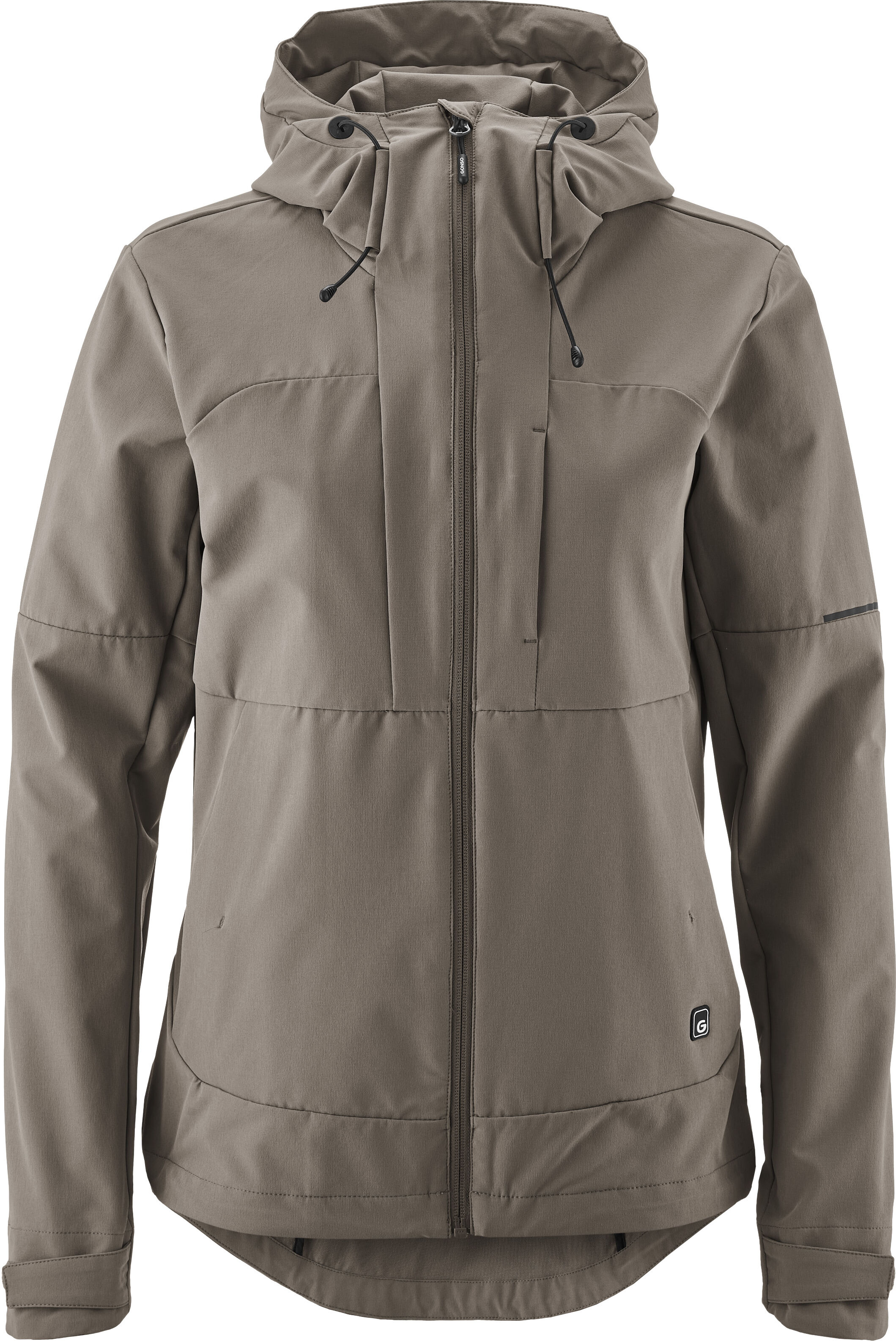 Fahrradjacke GONSO "Trail Jacket W", Damen, Gr. 40, grau (terragrau), 90% Polyester, 10% Elasthan, Rundhals, Jacken Fahrradjacke, robuste Damen Radjacke, windabweisende Funktionsjacke, Slim Fit terragrau 40
