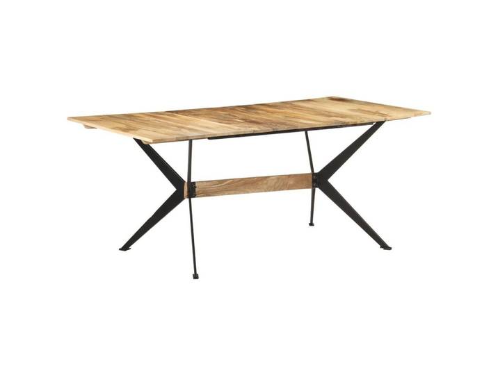 furnicato Esstisch Vollholz 180 x 90 x 76 cm (1-St), Verschleißfester Wohntisch mit pulverbeschichtetem Stahlgestell