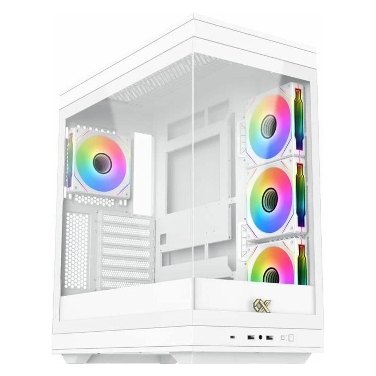 Xigmatek Boitier Moyen Tour E-ATX Meta RGB avec panneaux vitrés (Blanc) (E-ATX) (52440115)