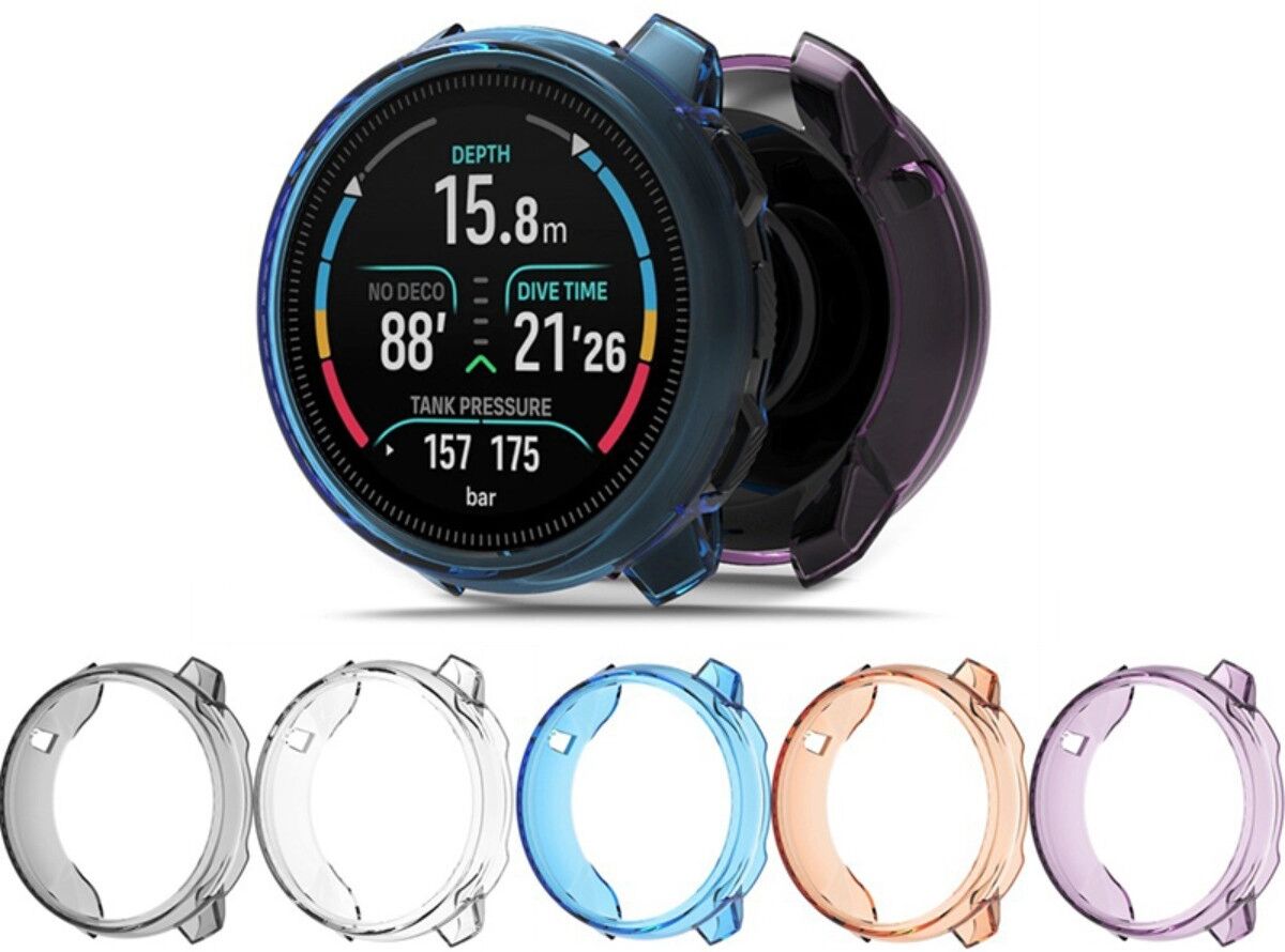 INF Halbummanteltes TPU-Schutzgehäuse kompatibel mit SUUNTO Nautic – Halb-Deckel-Design, Kratz- und Stoßschutz, klare Anzeige Schwarz