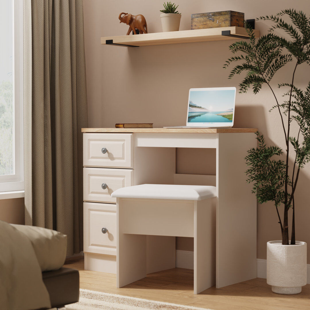 August Grove Arin Dressing Table Beige 80cm H X 90cm W X 39cm D