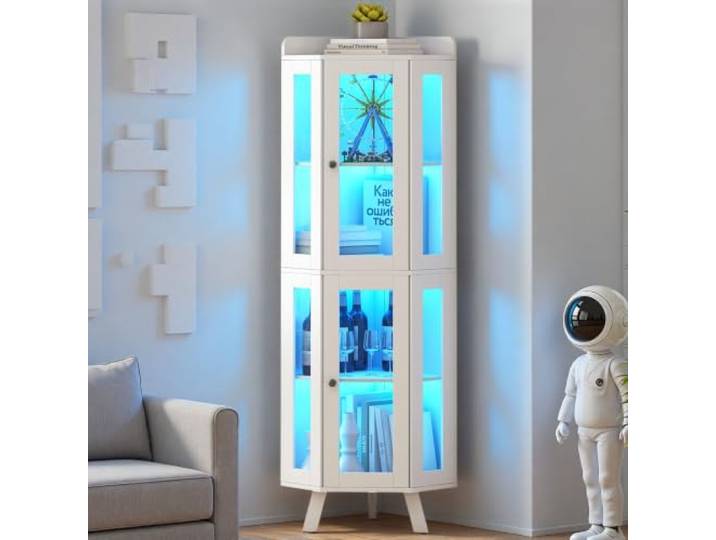 Cvvovilx 4-stufige Vitrine mit Glastür