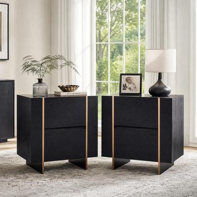 afulyperfllc Modern 2 Drawers Nightstand w/ Charging Station, End Table for Bedroom