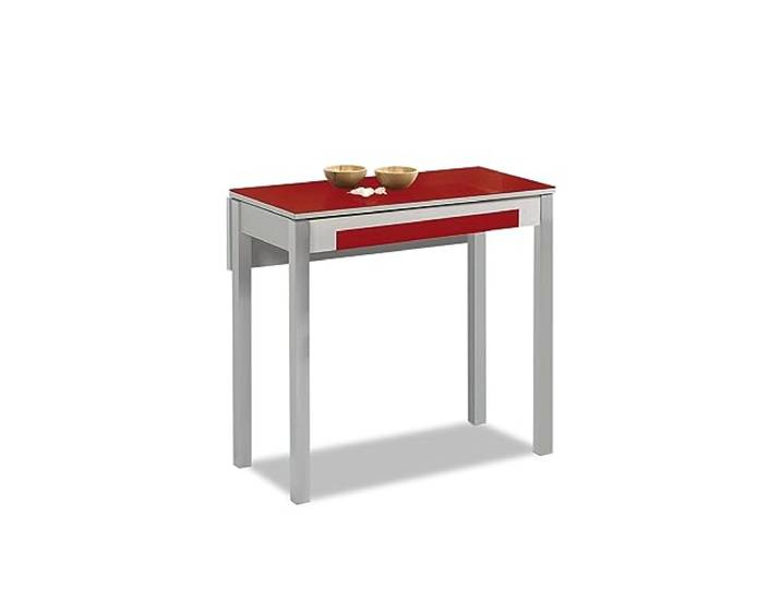 ASTIMESA Küchentisch, Metall, rot, 90 x 50 cm, ausziehbar 90 x 70 cm