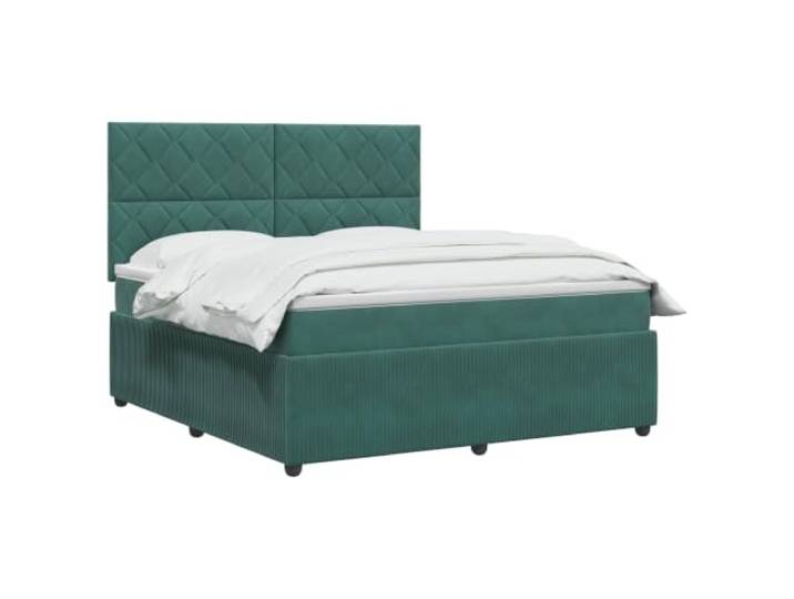 vidaXL LED Boxspringbett mit Matratze Dunkelgrün 180 x 200 cm Samt Integrierter LED-Streifen sorgt für eine coole Atmosphäre im Schlafzimmer, Leichter Zugang zum Stauraum unter dem Bett,