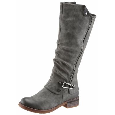Winterstiefel RIEKER, Damen, Gr. 36, Warmfutter, Varioschaft, grau, Nubuklederimitat, used, Schuhe Damenschuh Stiefel Winterstiefel Bikerstiefel, Langschaftstiefel, Warmfutter, mit Rieker TEX Membran
