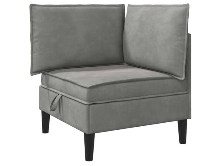 TEKGHUT Sofa mit Stauraum Hellgrau Samt Integrierte Fächer, schaumgefüllte Kissen, abnehmbares Kissen mit Klappenverschluss, Sperrholzrahmen, Samt-Finish