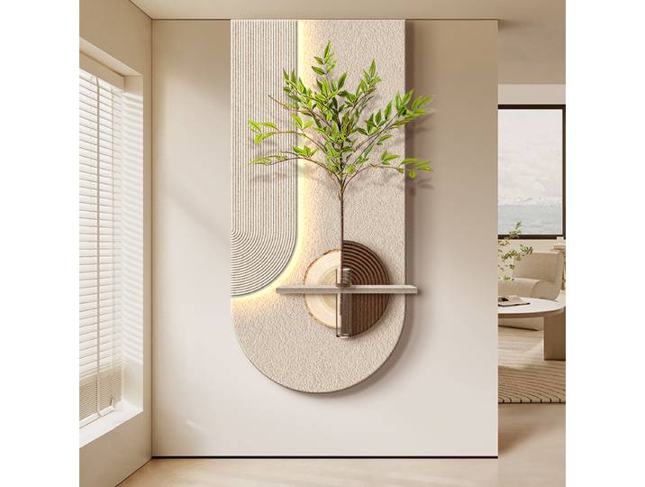 Lampe murale LED d'entrée, Vase de décoration stéréoscopique, plante verte, couloir, peinture suspendue moderne, lumière murale pour salon
