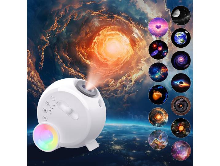 Projecteur Galaxie pour Chambre à Coucher, Image 4K HD, Projecteur Planétarium 13-en-1, Veilleuse pour Enfants, Projecteur 360° ° Rotation (Blanc)