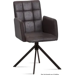 ARMLEHNSTUHL (6er-Set) Drusi 52x91x60 Schwarz/Espresso