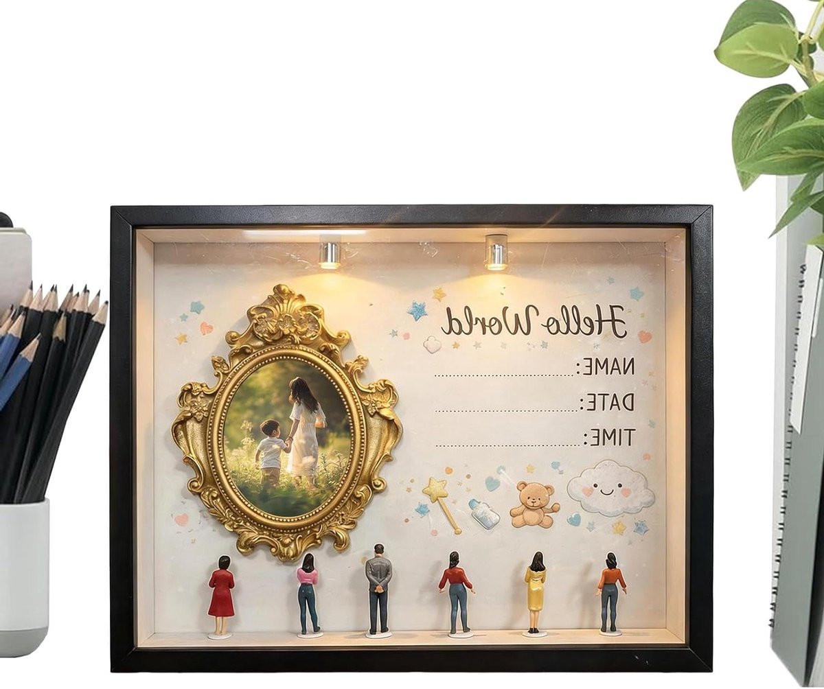 Mini Museum Lijst met Verlichting voor DIY Decoratie - Multicolor - 21,7 x 26,7 cm