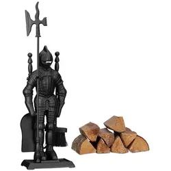 relaxdays 4-teiliges Kaminbesteck »Ritter«