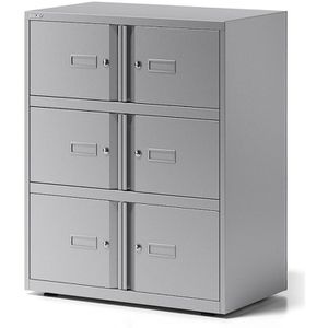Bisley Schließfachschrank Essentials, silber, 6 Fächer, Stahl, 80 x 100cm, mit Zylinderschloss