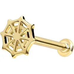 14 Karat Gold Labret mit Innengewinde SPINNENNETZ