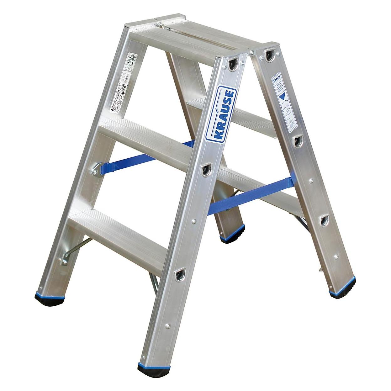 Krause Alu-Stufendoppelleiter, ohne Rollen (Stehleiter, 80 cm) (124715)