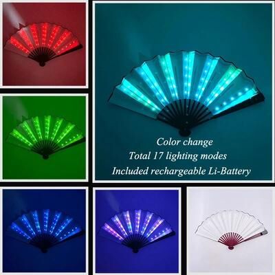 Uplift Picks LED Folding Fan Light Up Hand Fan Glowing Party Festival Fan 30