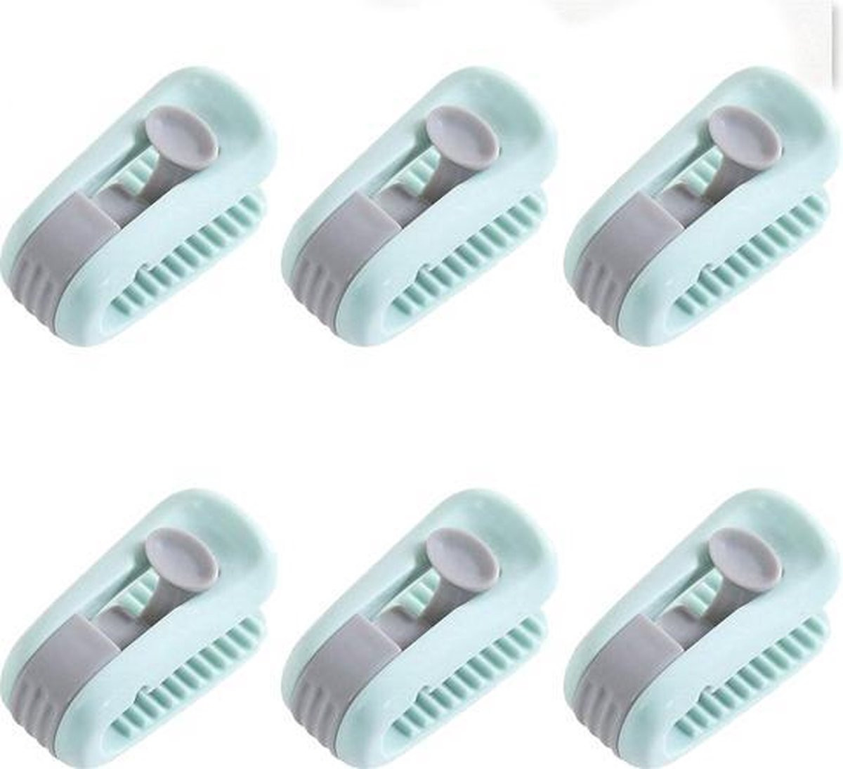 Set van 6 groene dekbedclips met opbergbox