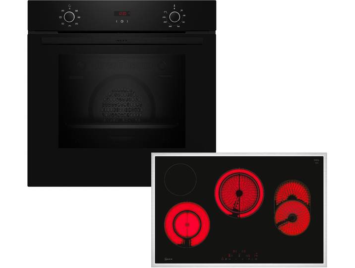 NEFF Backofen-Set BX38B0 , Energieeffizienz: A+ (A+++-D), schwarz, Herdsets, CircoTherm zum Backen auf 3 Ebenen & Powerstufe für schnelle Hitze