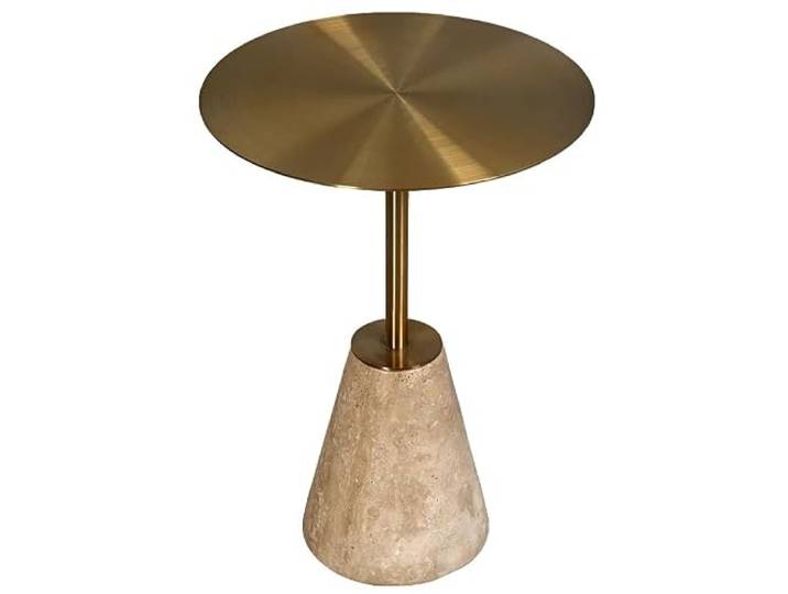 YCCHAH Sofatisch Nachttisch aus Edelstahl, Stein, Kleiner Teetisch, rund, for Wohnzimmer, Sofa, Milchteeladen-Couchtisch Wohnzimmer-Beistelltisch