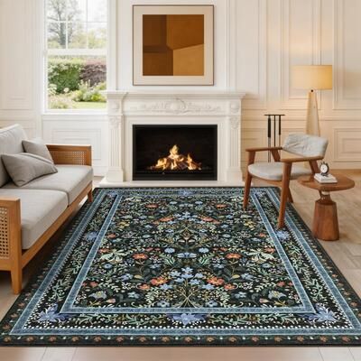 Garvee Vintage Floral Washable Area Rug