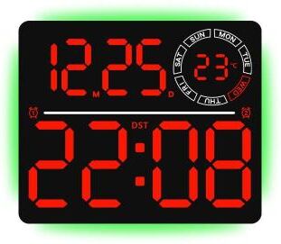 Everyday Crate RGB Ambient LED Digital Wall Clock With Large Display, Dual Alarm & Countdown Timer black Red