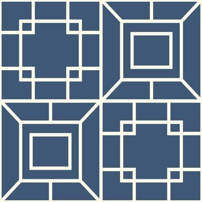 Ashford House Theorem Blue & White Wallpaper