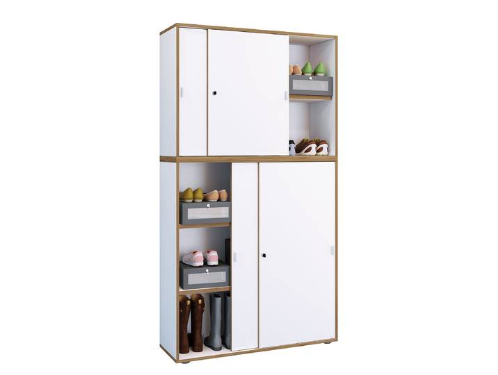 Meuble à chaussures avec portes 100cm Blanc/Blanc