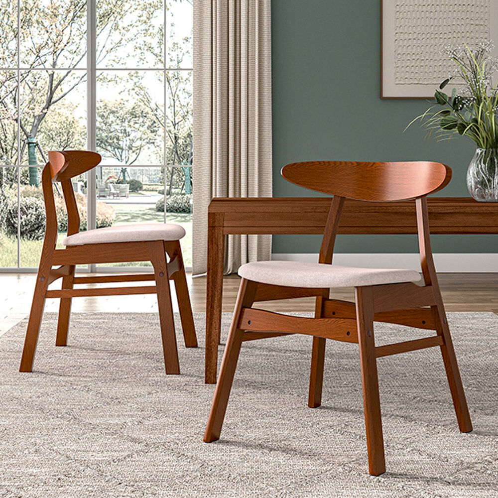 Fjørde & Co Ing Solid Wood Side Chair Indoor Upholstered Dining Chair Beige 74cm H X 55cm W X 54cm D