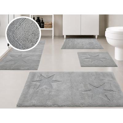 Badematte OTTO HOME "Marie, Badvorleger, Badezimmer Teppich", grau (hellgrau), H:13mm, Baumwolle, Badematten, Badematte, Badteppich, Stern Motiv, Hoch-Tief-Struktur, auch als Set
