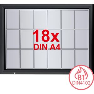 Showdown-Displays Schaukasten anthrazit, B1, außen, 18 x A4, magnetisch, abschließbar, schwer entflammbar