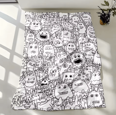 Inspire Curations Cartoon Monsters Flannel Throw Blanket 1 mt 150x200cm