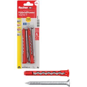 Fischer Schrauben-Dübel-Set 580836, HybridPower, 10x110mm Universaldübel & Schrauben (Vollgewinde), 8-teilig