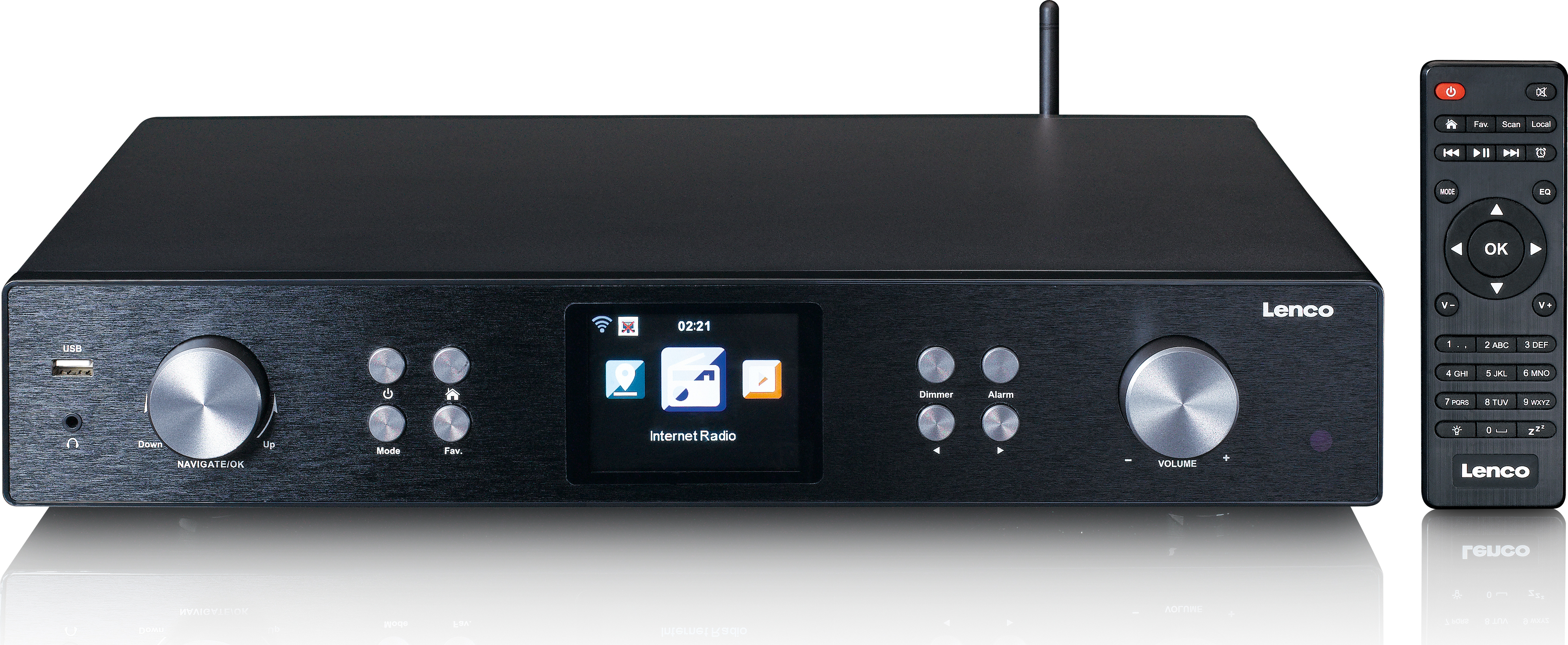 Lenco DIR-250BK - Internetradio mit DAB+, UKW Radio, MP3-Player und Bluetooth - Schwarz