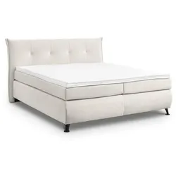 hapo Boxspringbett Lexos 180 x 200 cm Stoff Cremeweiß