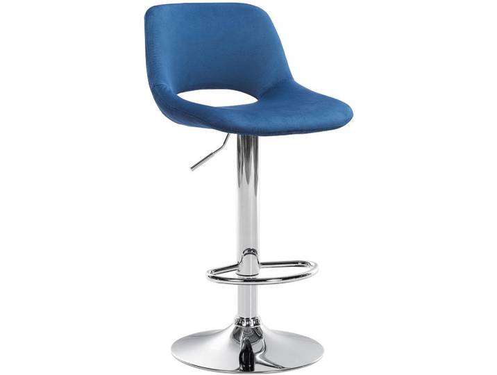 CLP Barhocker Samt Blau, Textil, 42x86x46 cm, Esszimmer, Barmöbel, Barhocker