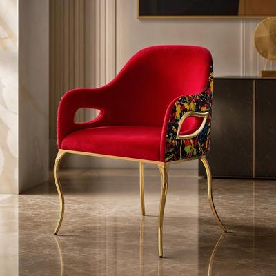 Furniture of America Premier Vivo Modern Glam Abstract Upholstered Accent Chair with Curved Gold Legs