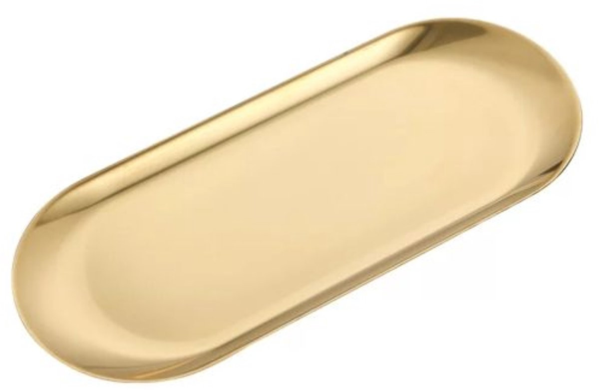 CASA DI ELTURO Set van 2 Goudkleurige Metalen Trays - Multifunctionele Opberg- en Serveerschaal - L17,5 x B8,5 cm