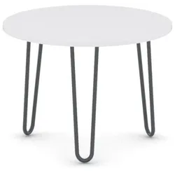 Runder Konferenztisch SPIDER, Durchmesser 60 cm, schwarzes Metallgestell, weiß