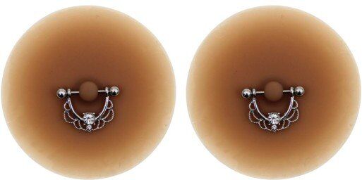 Be Lily Accessoires Paire de Cache-Tétons Piercing Barre Demi-Anneau Strass Peau Métisse