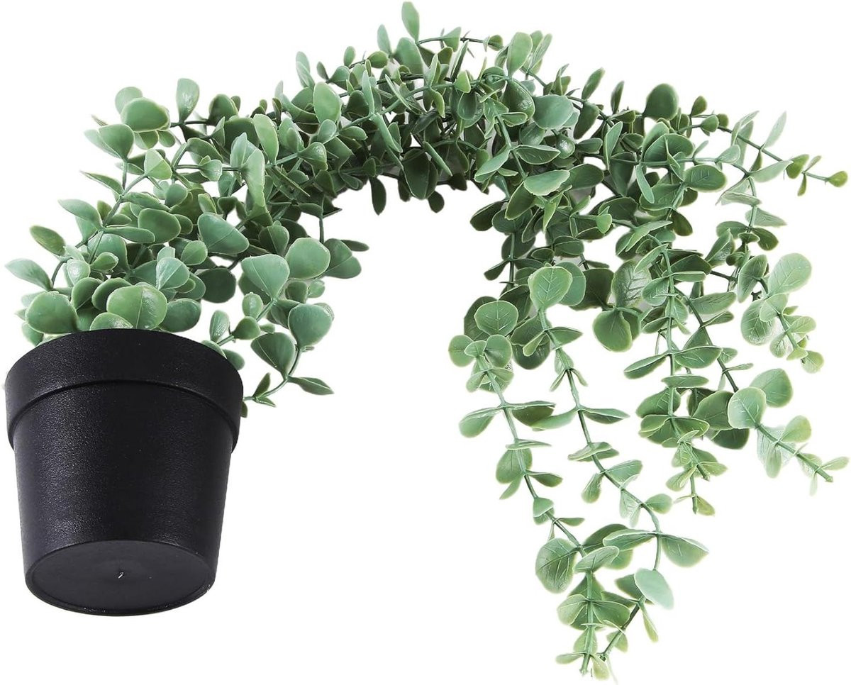 Onderhoudsvrije kunst eucalyptus hangplant in pot voor buiten decoratie, Groen, tot 60 cm