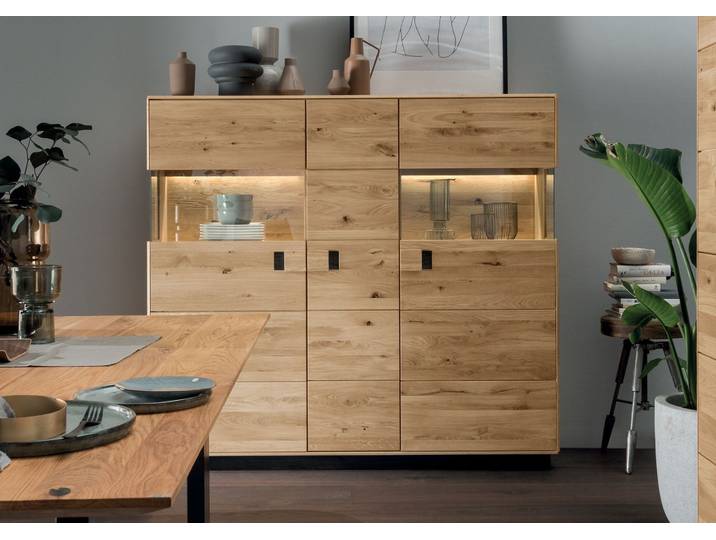 Highboard Arosa in massiver Wildeiche – Montierte Lieferung – 3%-Vorkasse-Rabatt