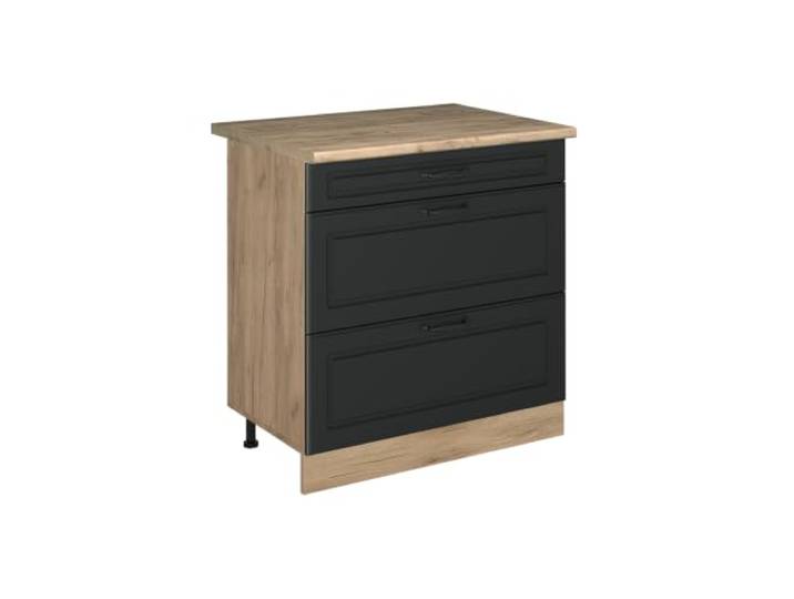 Vicco Küchenunterschrank R-Line, Anthrazit Landhaus/Goldkraft Eiche 80 cm MDF-Front · Arbeitsplatte Eiche · Höhenverst. Füße · Leichter Zugriff · Frei kombinierbar