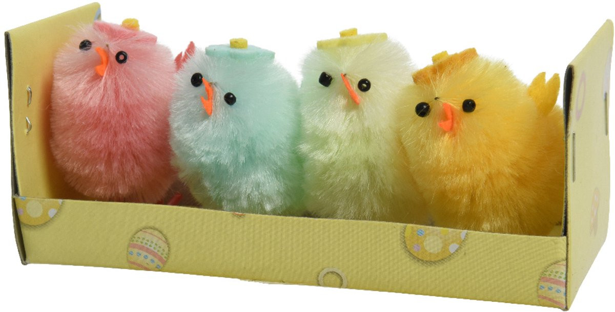 Decoris Kip chenille tabletop decoratie voor Pasen