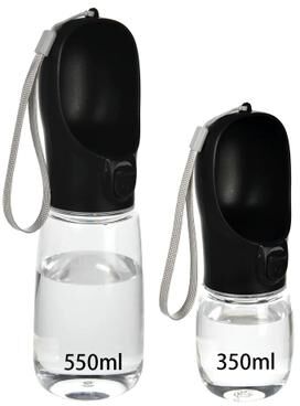 Uplift Treasures Portable Dog Water Bottle With Travel Bowl black 350ml (11.8oz)