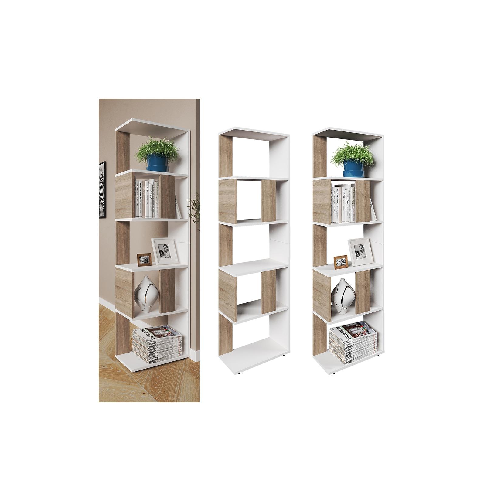 Vicco Raumteiler Bücherregal Standregal Büroregal Regal 5 Fächer Weiß Sonoma